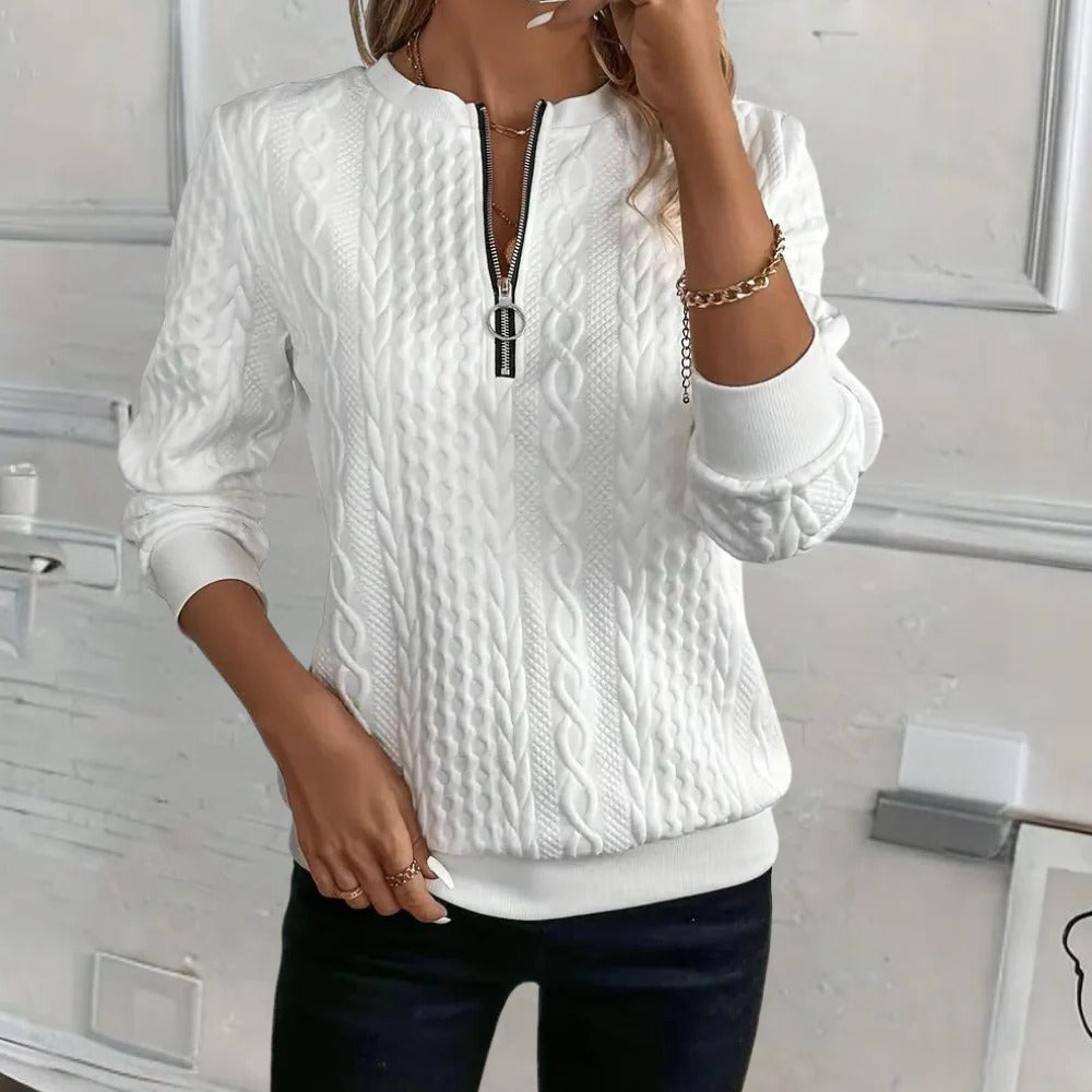 Textured Knit Pullover Sweater with Relaxed Fit, Raised Pattern for Spring Autumn Winter