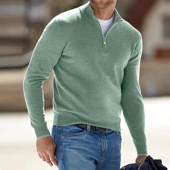 Men's Long Sleeve Sweater with Relaxed Fit and Solid Design