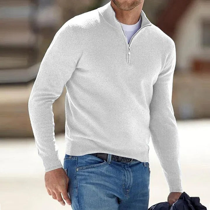 Men's Long Sleeve Sweater with Relaxed Fit and Solid Design