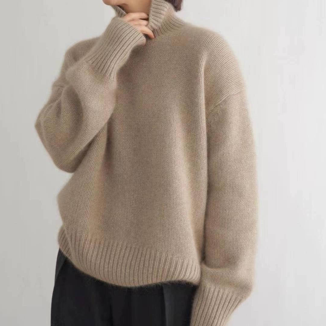 Turtleneck Sweater with Stretch Knit and Full Wrist Coverage, Loose Fit