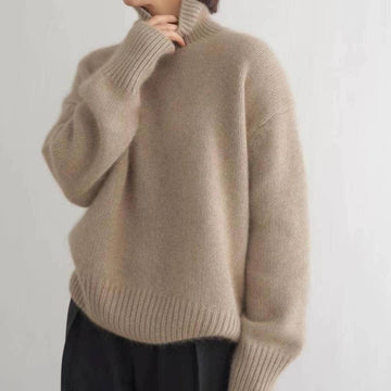 Turtleneck Sweater with Stretch Knit and Full Wrist Coverage, Loose Fit