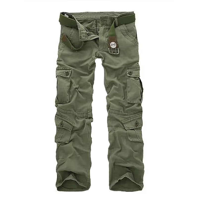 Cargo Pants for Men with Eight Pockets and Drawstring Leg Openings, Camouflage Ripstop