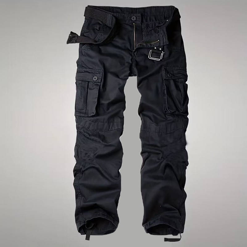 Cargo Pants for Men with Eight Pockets and Drawstring Leg Openings, Camouflage Ripstop