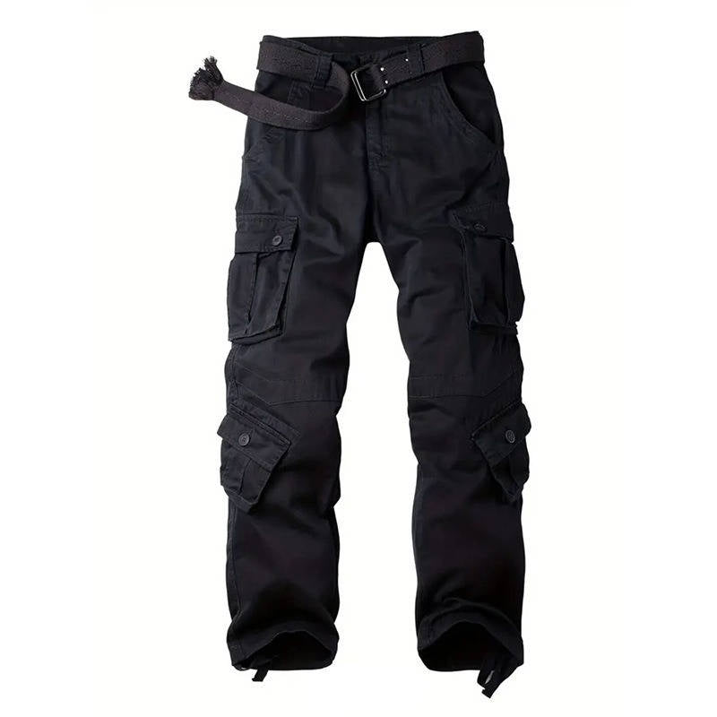 Cargo Pants for Men with Eight Pockets and Drawstring Leg Openings, Camouflage Ripstop