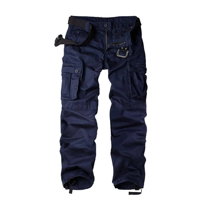 Cargo Pants for Men with Eight Pockets and Drawstring Leg Openings, Camouflage Ripstop