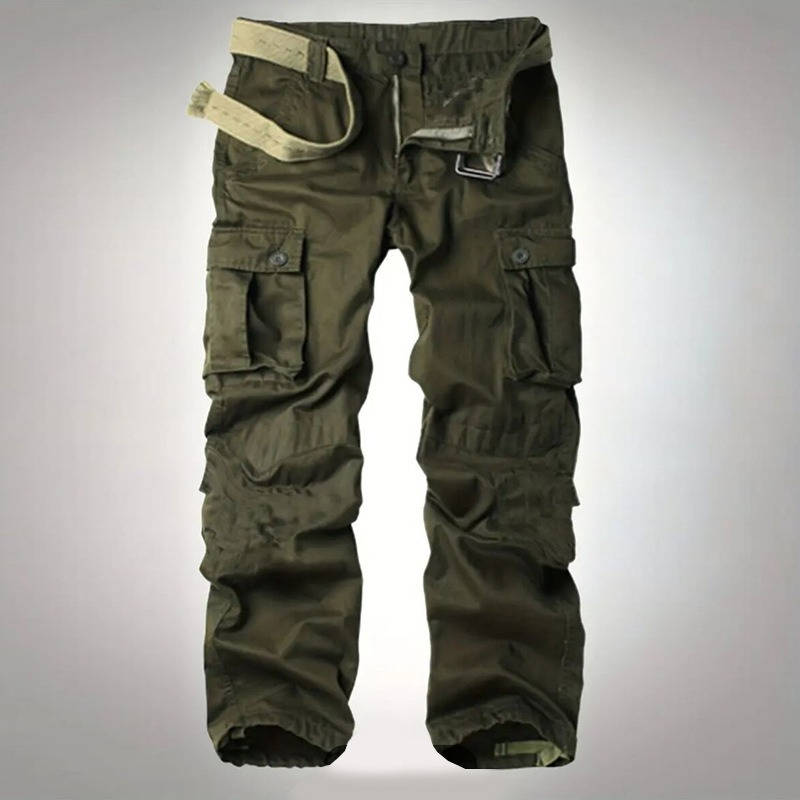 Cargo Pants for Men with Eight Pockets and Drawstring Leg Openings, Camouflage Ripstop