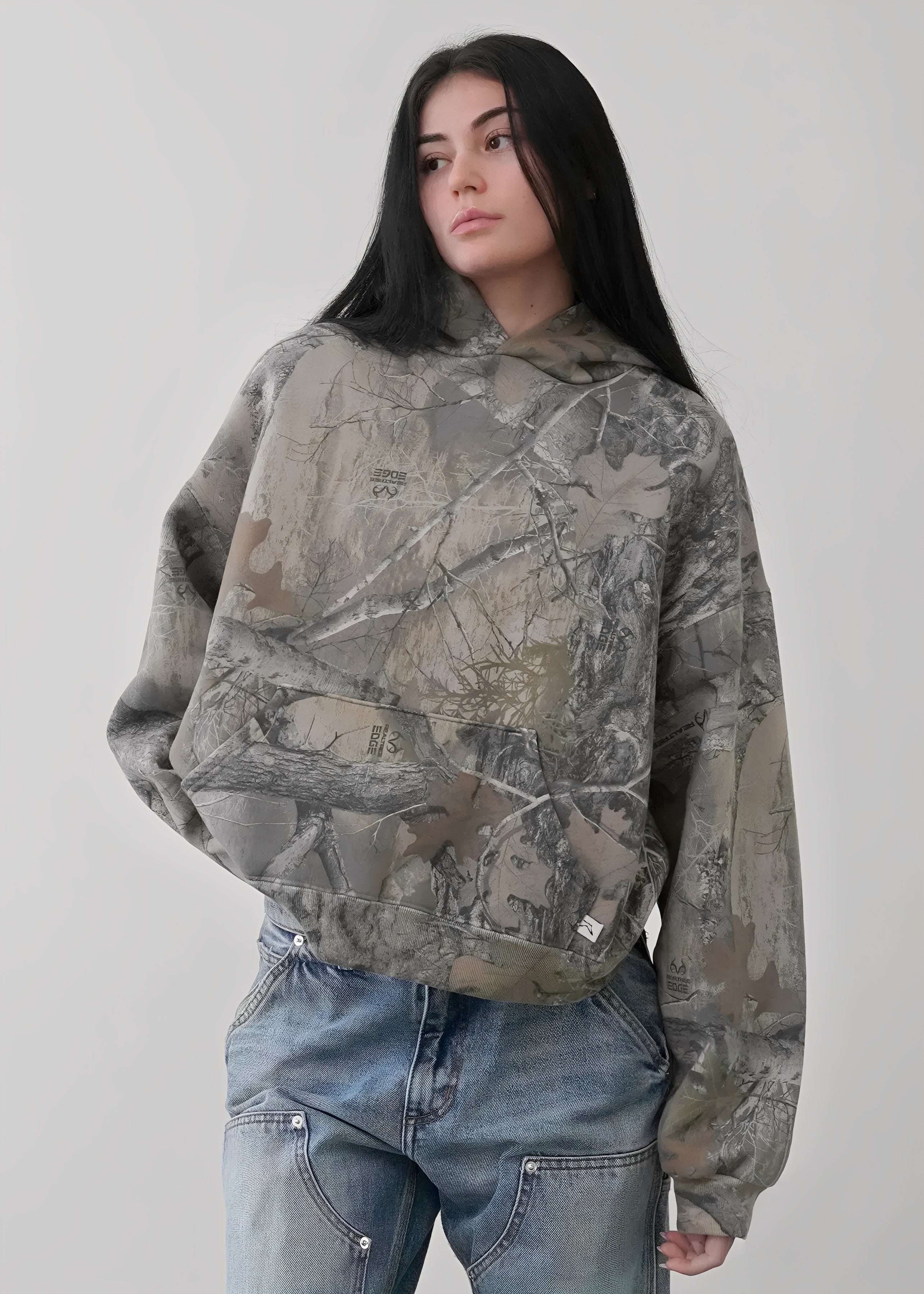 Damen Kapuzenpullover mit bedrucktem Motiv, langen Ärmeln und lockerem Schnitt