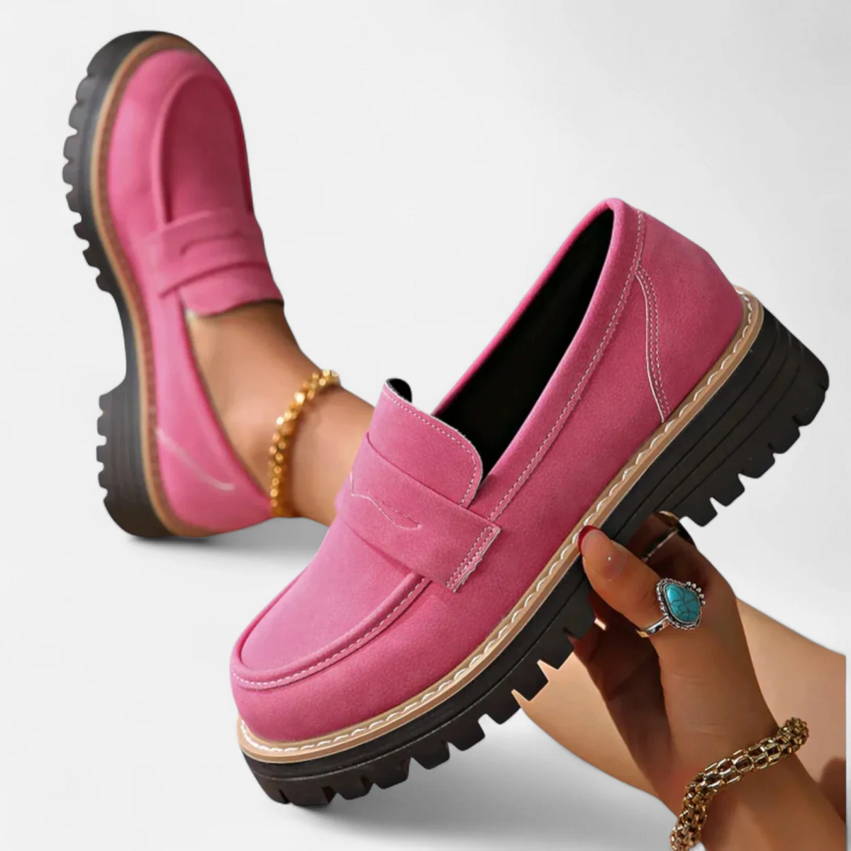 Slip On Loafers with Arch Support and Rounded Toe Box for All Day Wear