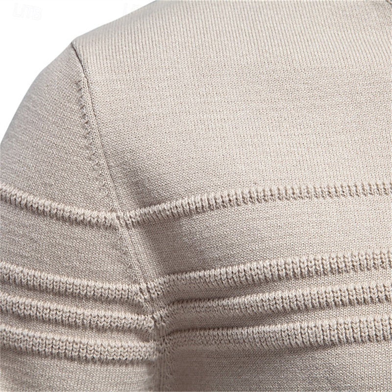 Crewneck Sweater with Woven Texture and Tailored Fit for Autumn Winter