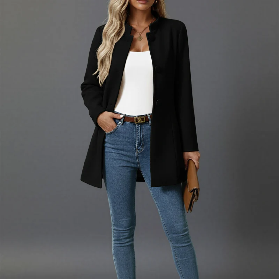 Women's Long Trench Coat with Adjustable Tie Belt and Button Closure for Spring and Fall