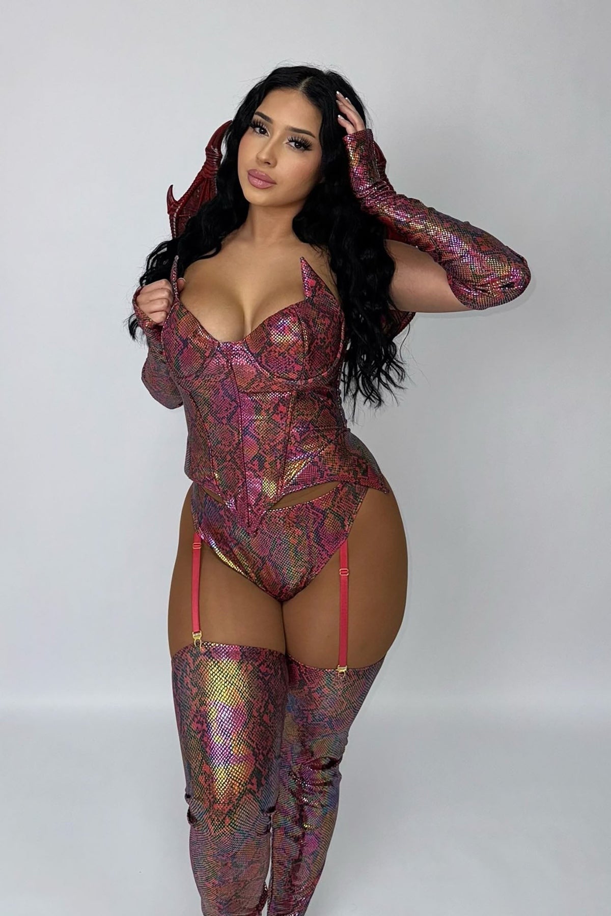 Dragon Costume Set with Bodysuit, Wings, Horn Headband, and Gloves