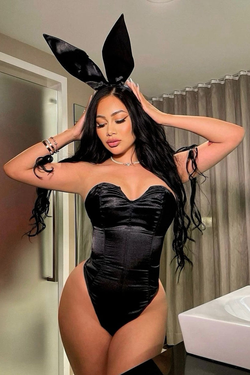 Women's Bunny Ear Headband with Matching Bodysuit and Adjustable Straps