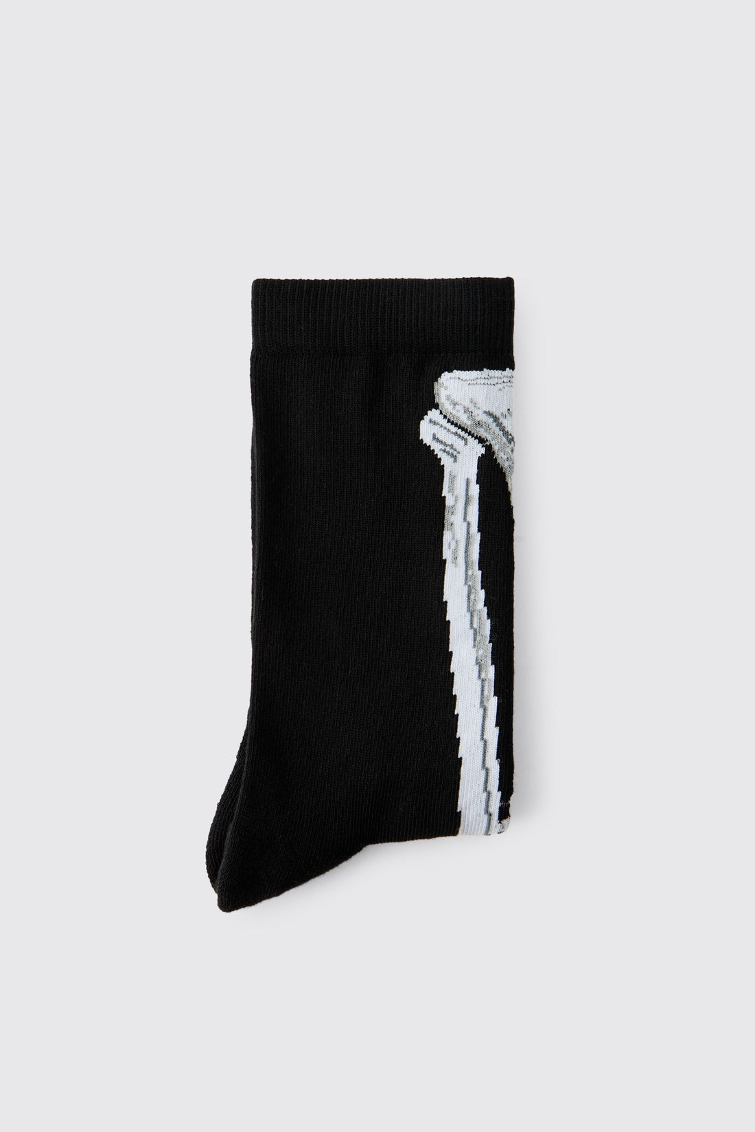 Crew Socks with Knitted Skeleton Graphics and Elastic Ribbed Cuff