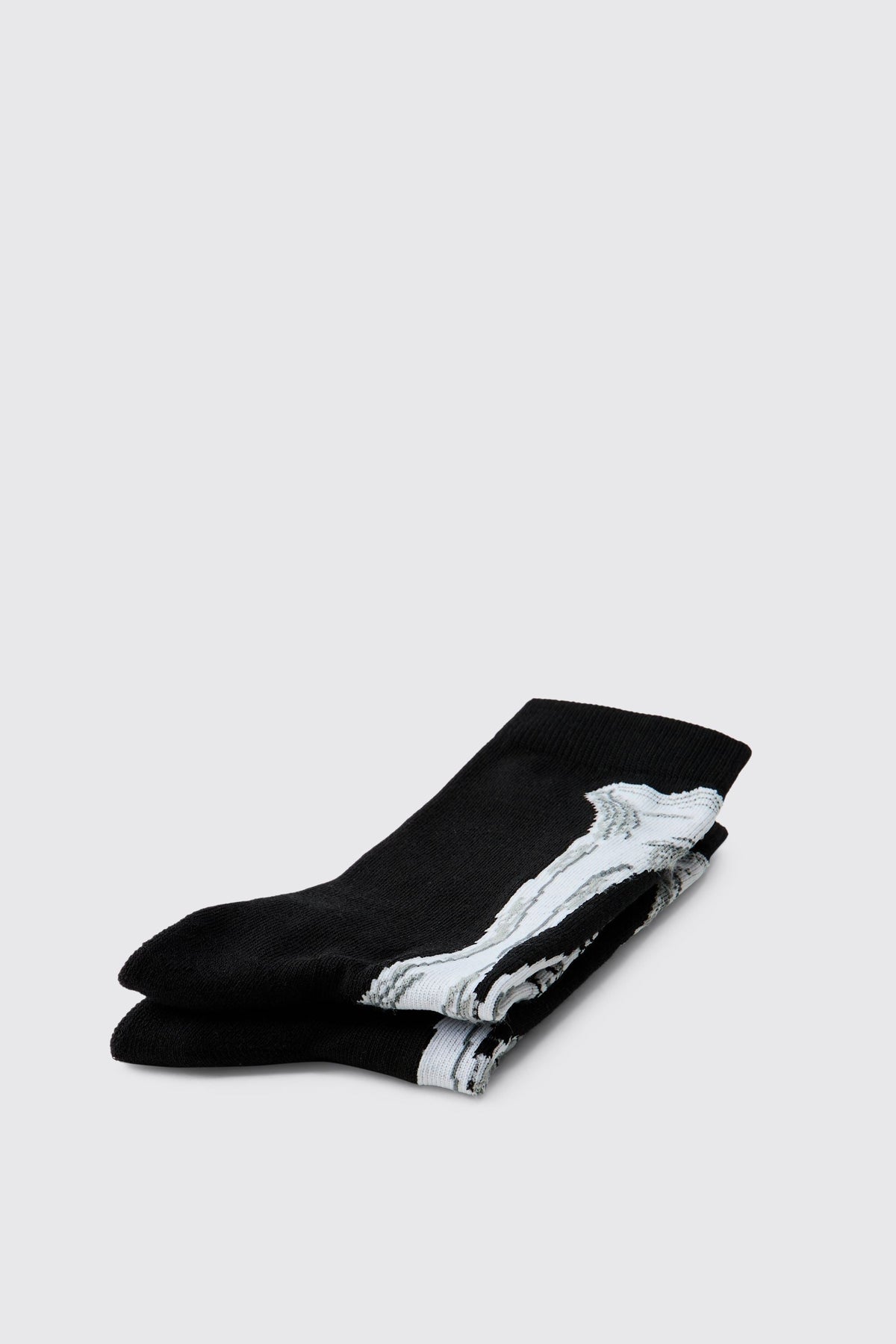 Crew Socks with Knitted Skeleton Graphics and Elastic Ribbed Cuff