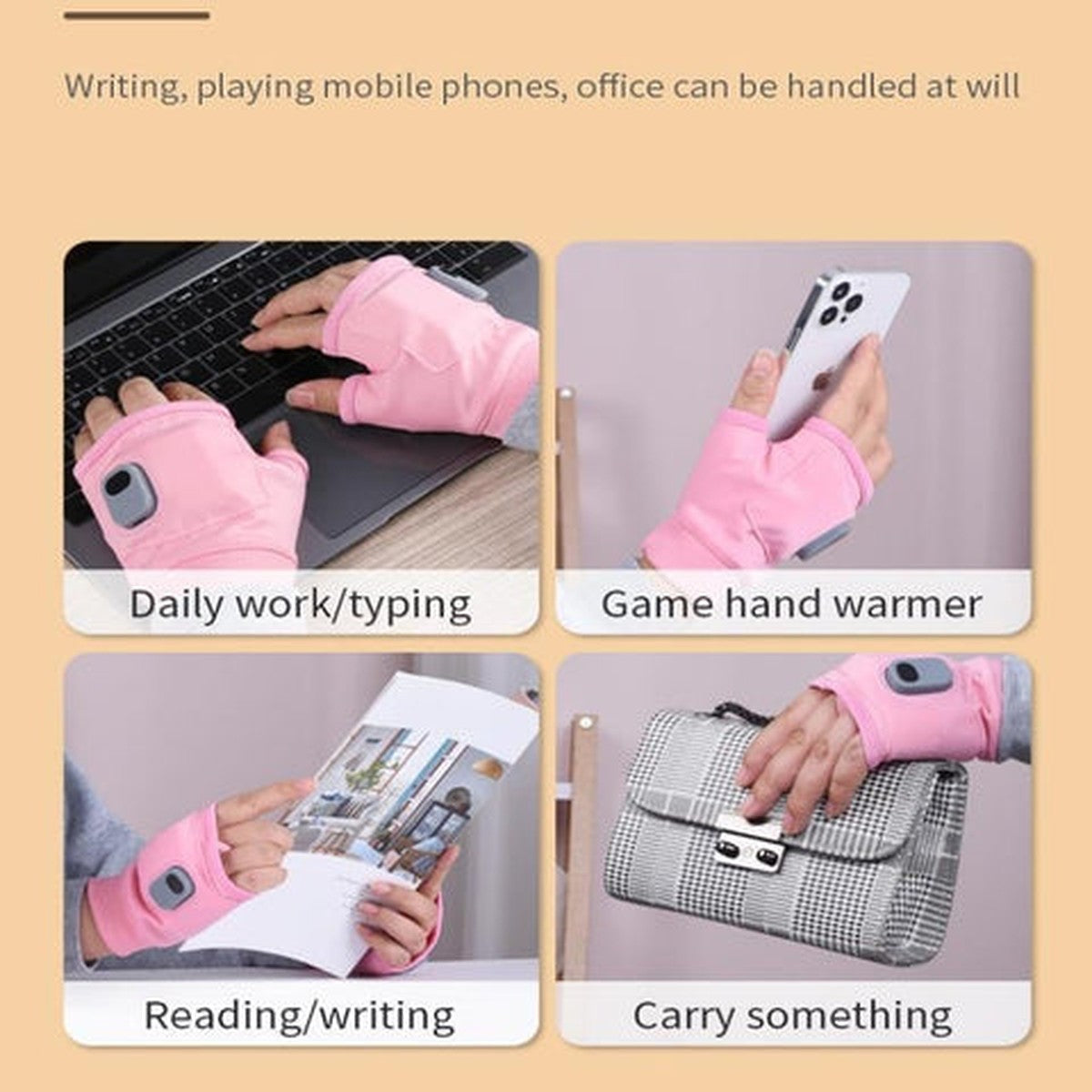 Heated Fingerless Gloves with Touchscreen Access and Three Heat Settings