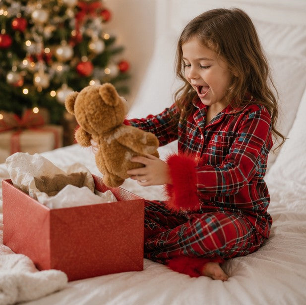 Holiday Pajama Set for Toddlers with Fur Trim and Santa Snowflake Print