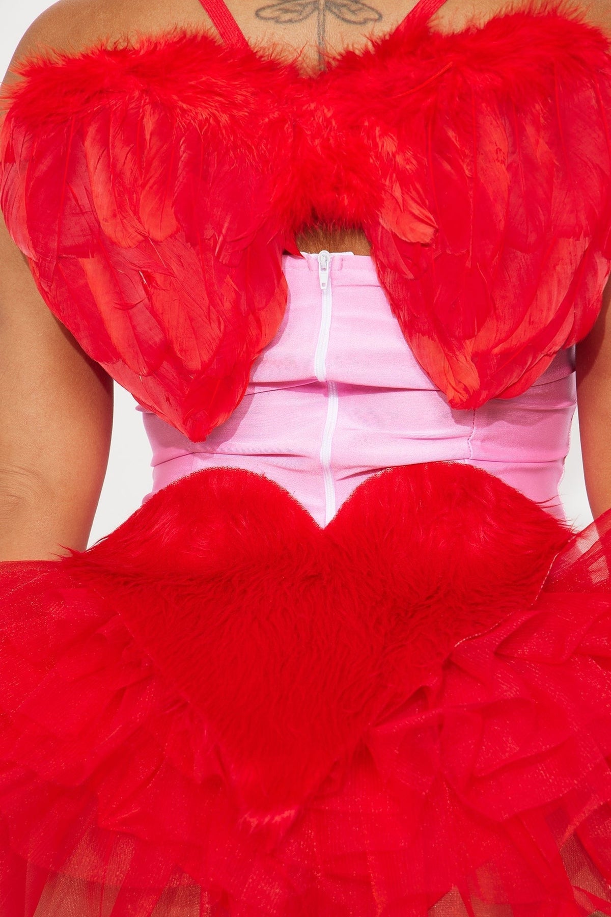 Cupid Costume Set with Halter Top and Feather Wings, Five Pieces