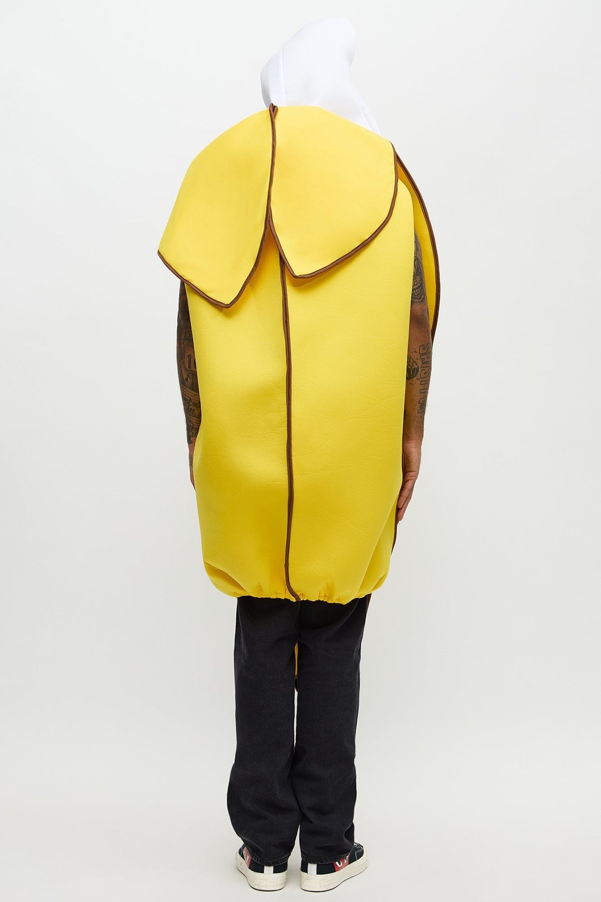 Adult Banana Costume Tunic with Foam Shell and Open Face Cutout