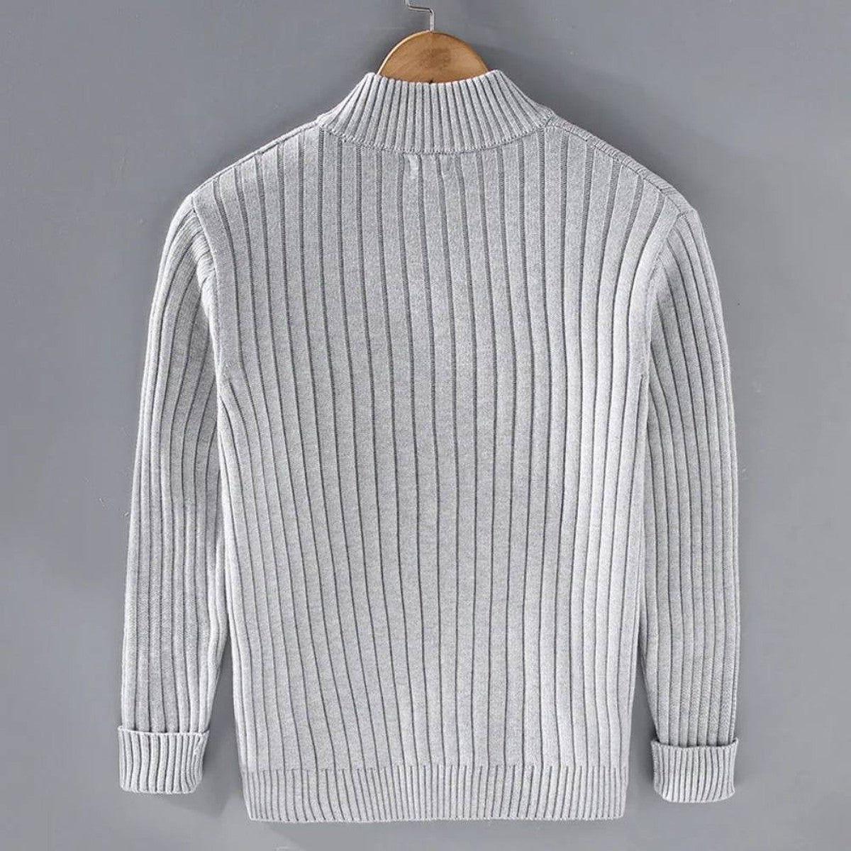 Men's Slim Fit Zip Cardigan with Stretch Knit and Ribbed Cuffs
