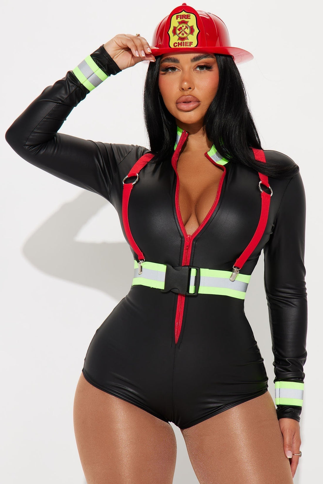 Firefighter Costume Three Piece Set with Reflective Tape and Elastic Waist