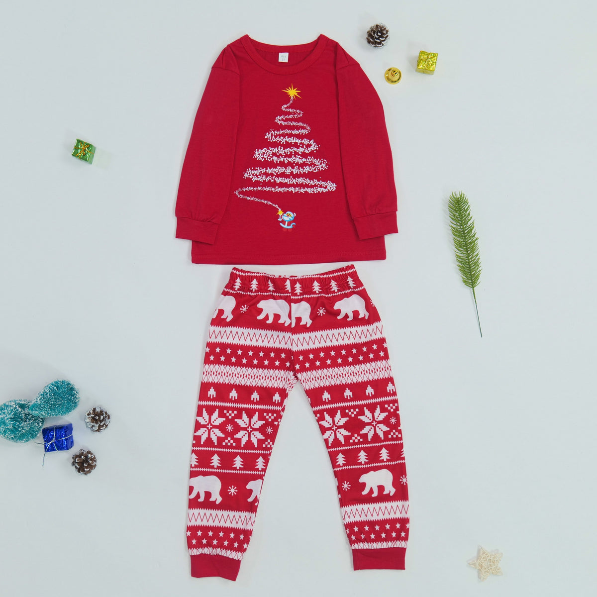 Family Matching Christmas Pajama Set with Reindeer and Snowflake Design