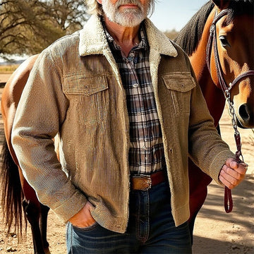 Fleece Lined Ranch Jacket with Button Front and Four Pockets