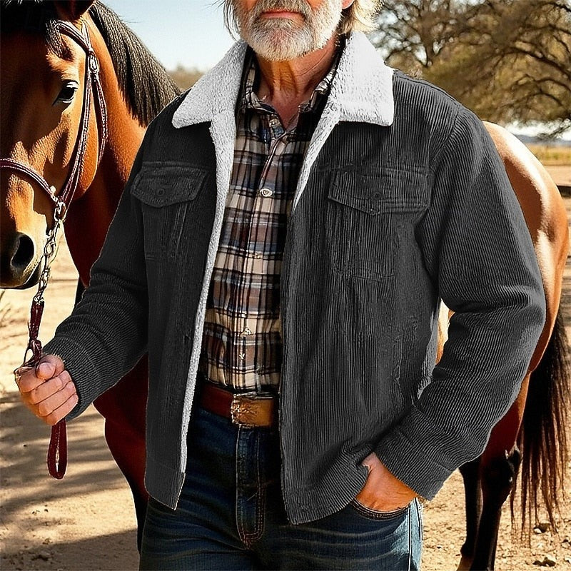Fleece Lined Ranch Jacket with Button Front and Four Pockets
