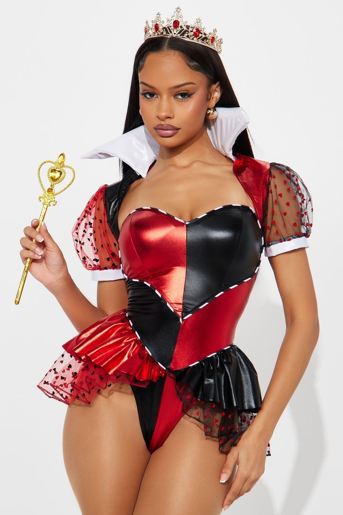 Stretch Bodysuit Costume Set with Four-Direction Knit and Matching Accessories