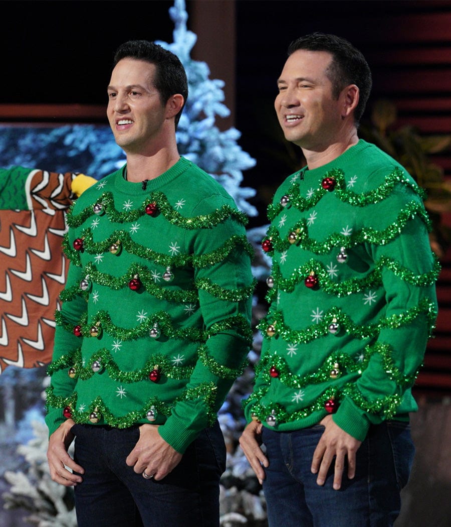 Holiday Garland Pullover Sweater with Reflective Ornament Accents