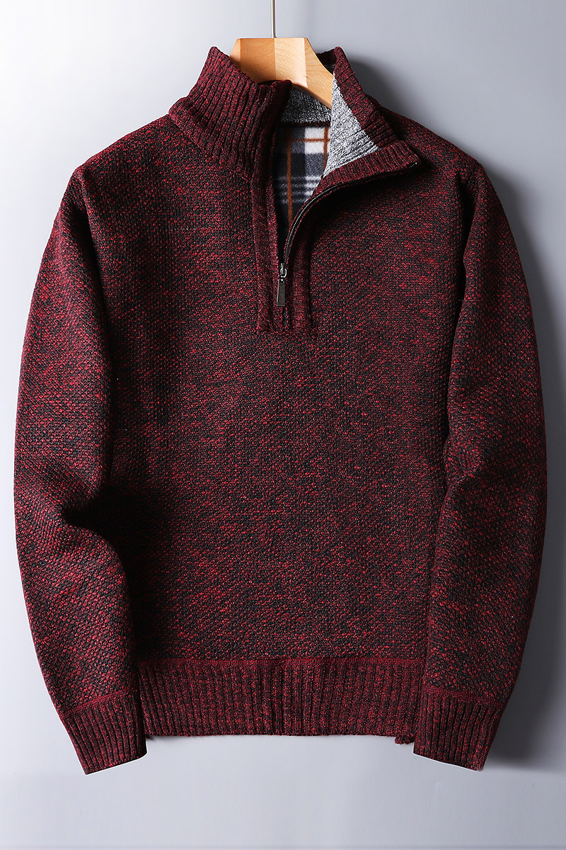 Men's black ribbed quarter zip sweater. Perfect for casual wear, office, or layering in fall and winter fashion.