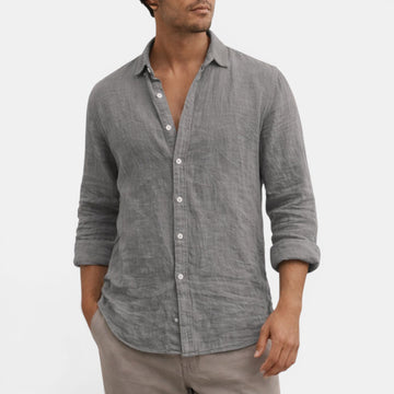 Men's breathable casual button up shirt, relaxed fit, perfect for summer and everyday wear.
