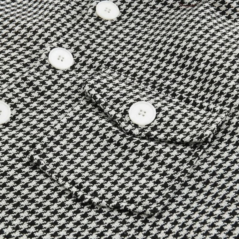 Men's stylish houndstooth shacket, a versatile button-down jacket perfect for casual layering.