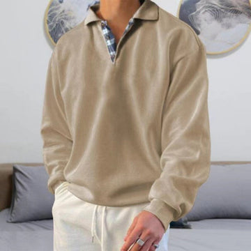 Men's versatile long sleeve polo sweater for modern casual style. Relaxed fit, comfortable and breathable everyday wear.