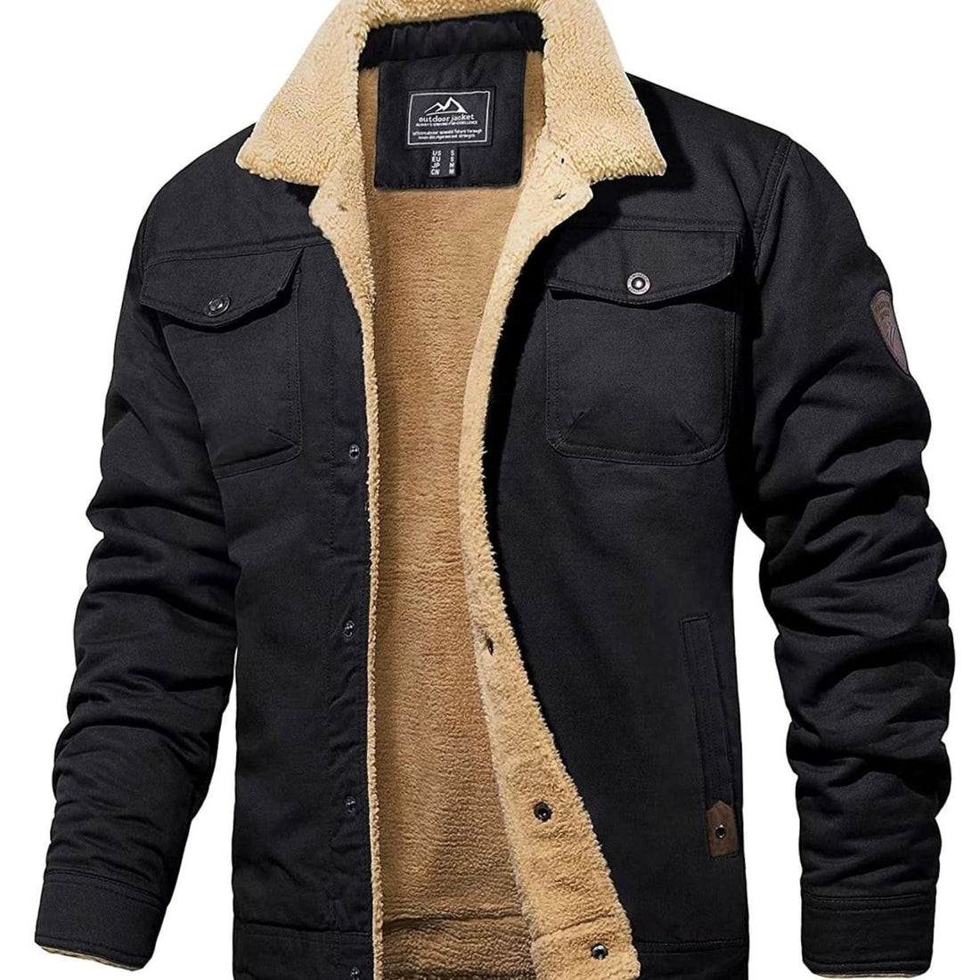 Men's Sherpa-Lined Fleece Winter Jacket Relaxed Fit