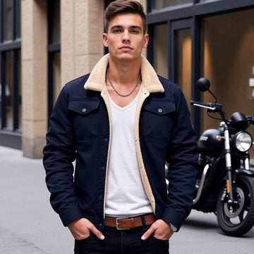 Men's Sherpa-Lined Fleece Winter Jacket Relaxed Fit