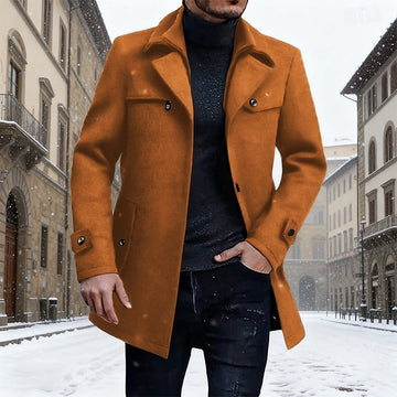Winter Coat with Button Front Closure and Front Pockets, Extended Hip Coverage