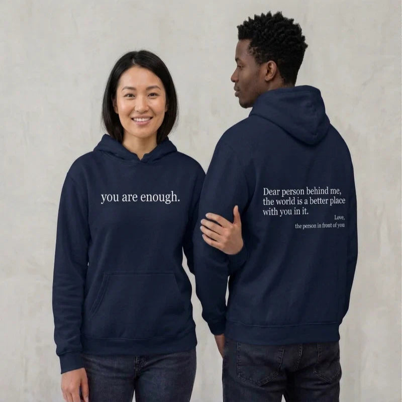 Pullover Hoodie with Front Pocket and Fleece Lining, Graphic Front and Back Print