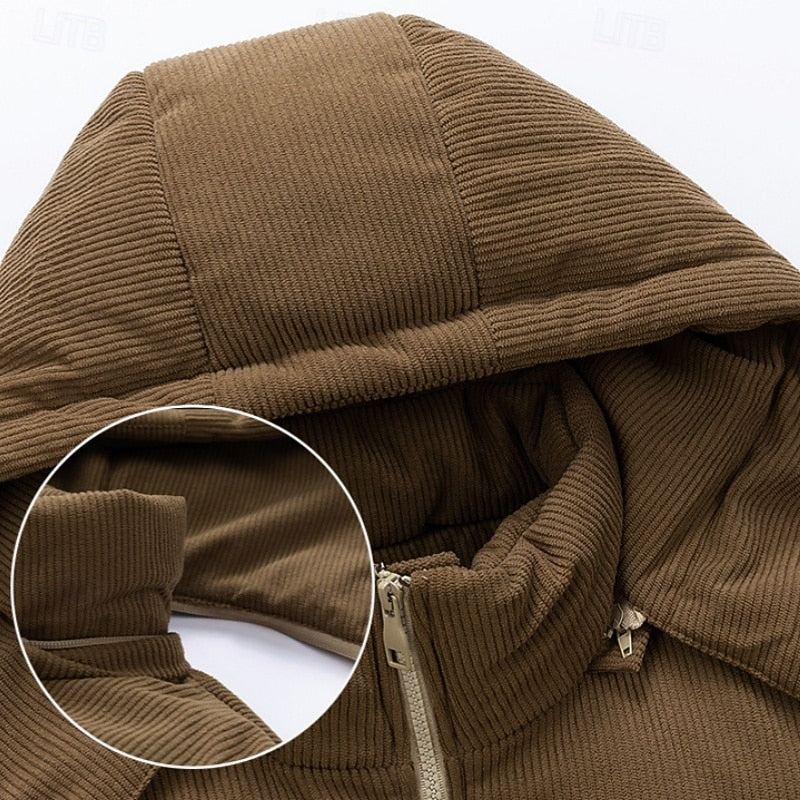 Insulated Puffer Jacket with Hood and Two Tone Panels