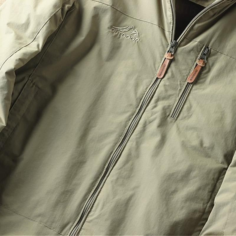 Full Zip Hooded Jacket with Drawstring Hood and Lined Interior, Wind Resistant