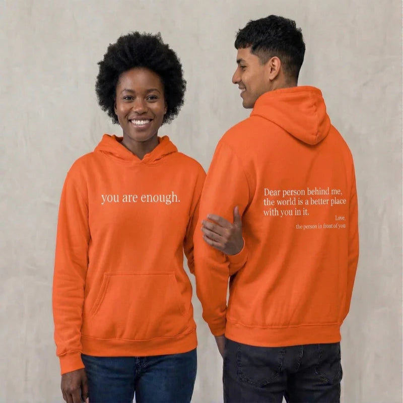 Pullover Hoodie with Front Pocket and Fleece Lining, Graphic Front and Back Print