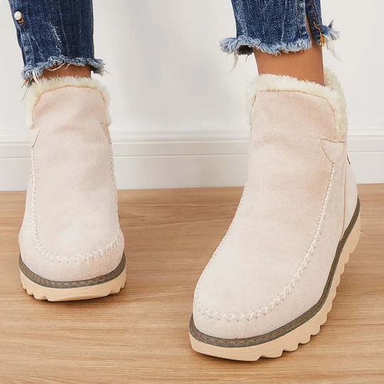 Insulated Ankle Boots with Elastic Lace Closure and Textured Grip Sole