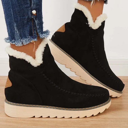 Insulated Ankle Boots with Elastic Lace Closure and Textured Grip Sole