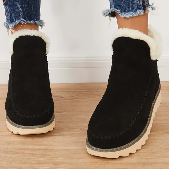 Insulated Ankle Boots with Elastic Lace Closure and Textured Grip Sole