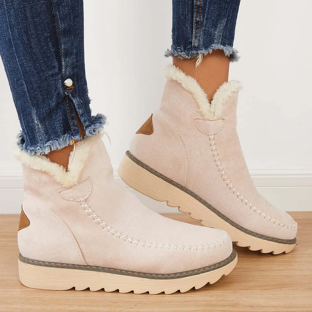 Insulated Ankle Boots with Elastic Lace Closure and Textured Grip Sole