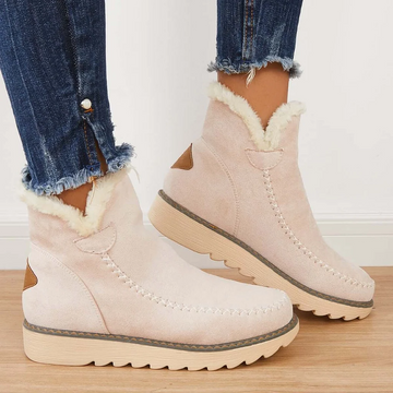 Insulated Ankle Boots with Elastic Lace Closure and Textured Grip Sole
