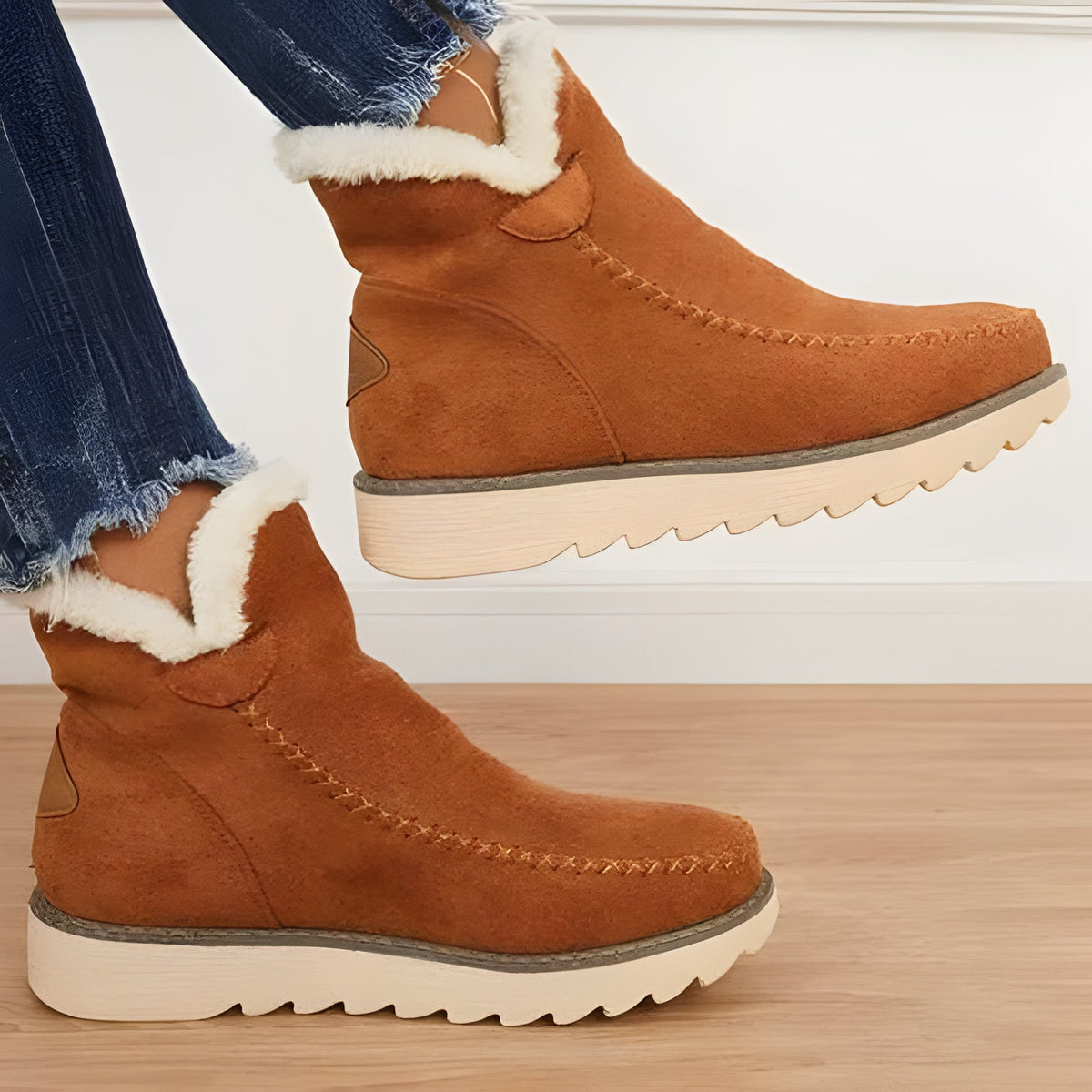 Insulated Ankle Boots with Elastic Lace Closure and Textured Grip Sole