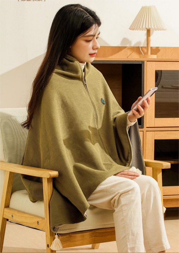 Heated Shawl with 3 Temperature Levels and Detachable Heating Element, Machine Washable