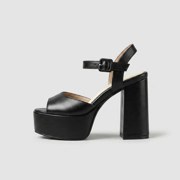 Women's Platform Heels Textured Ankle Strap Block