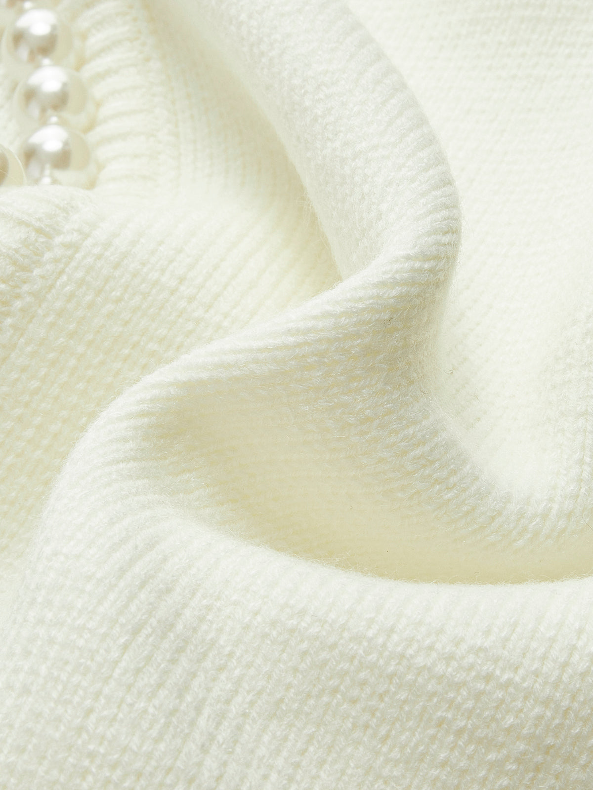 Button Front Knit Cardigan with Pearl Trim for Women, Regular Fit