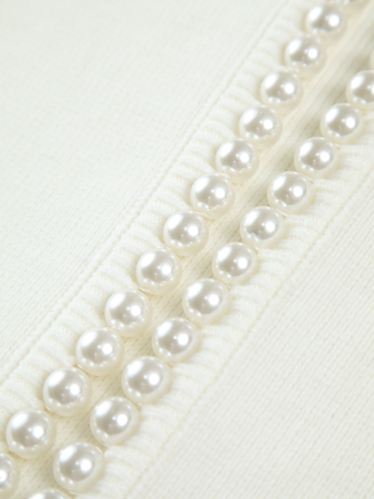 Button Front Knit Cardigan with Pearl Trim for Women, Regular Fit